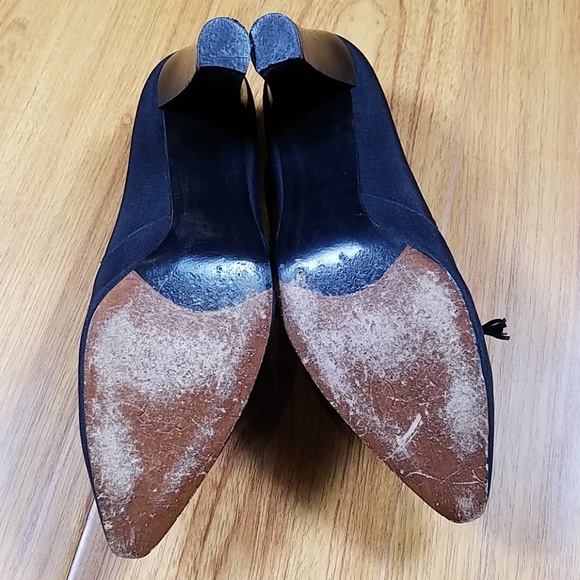 Stuart Weitzman Black Lace Up Oxford Heels 10 - Picture 8 of 8